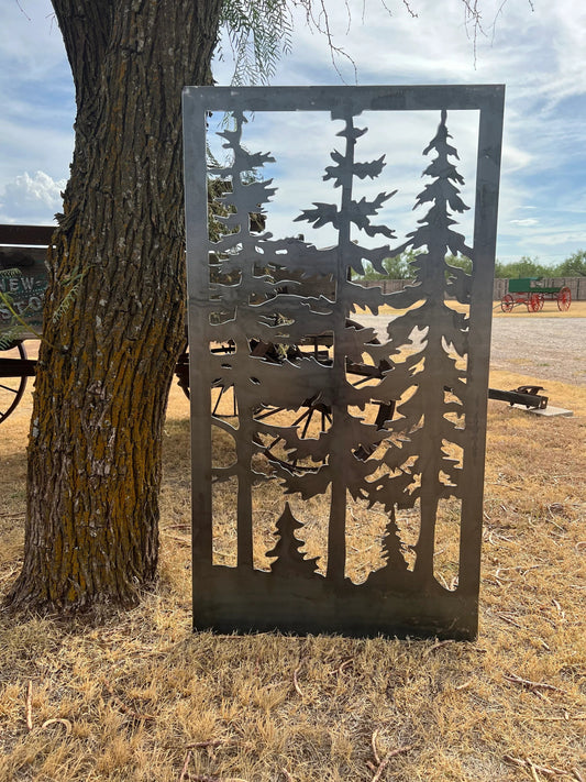 Decorative Metal Panel - Wildlife Scenery with Trees - P22 - Wood & Metal By Dao