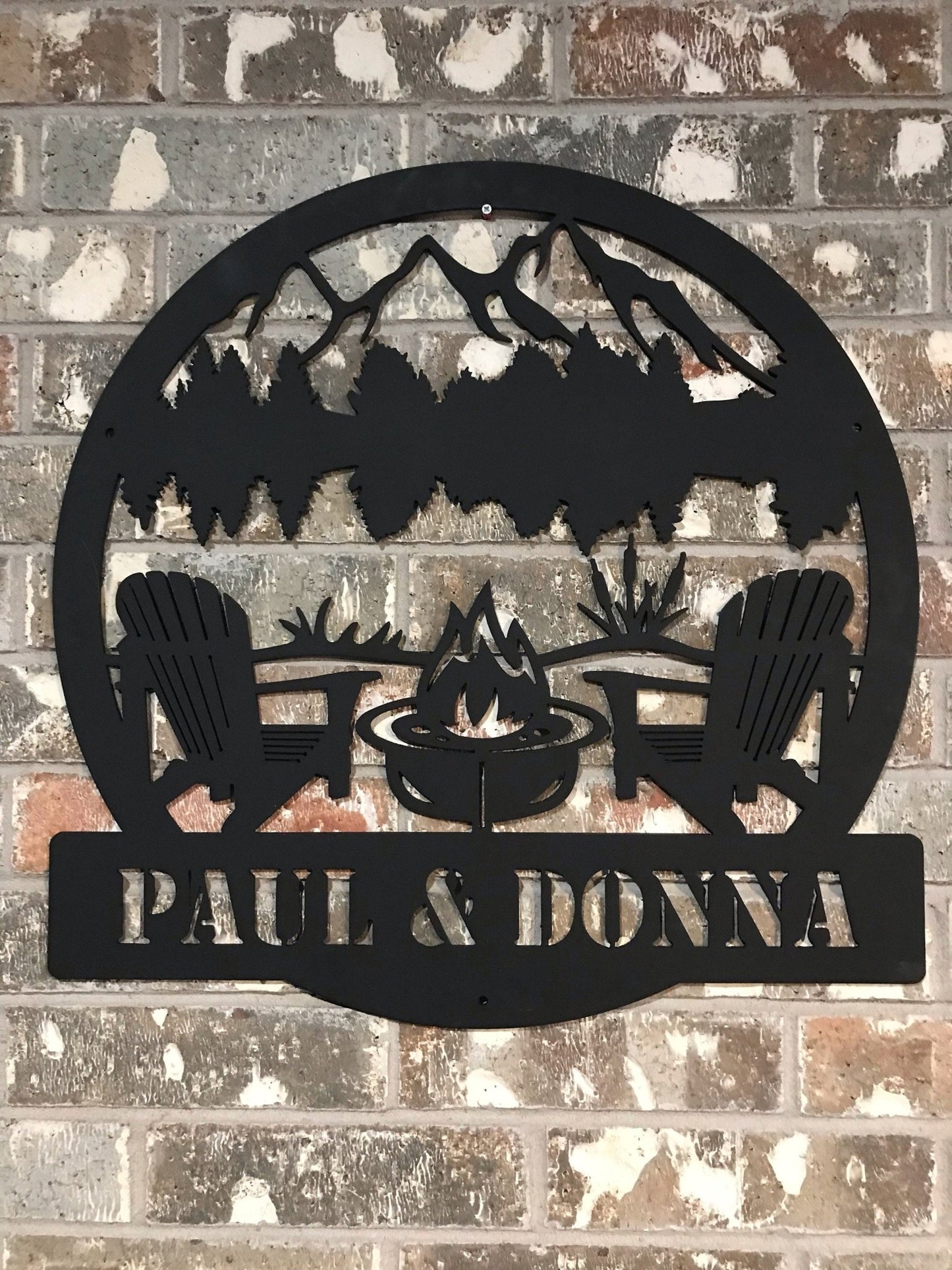 Mountain View Campfire Personalized Metal Sign - Wood & Metal By Dao