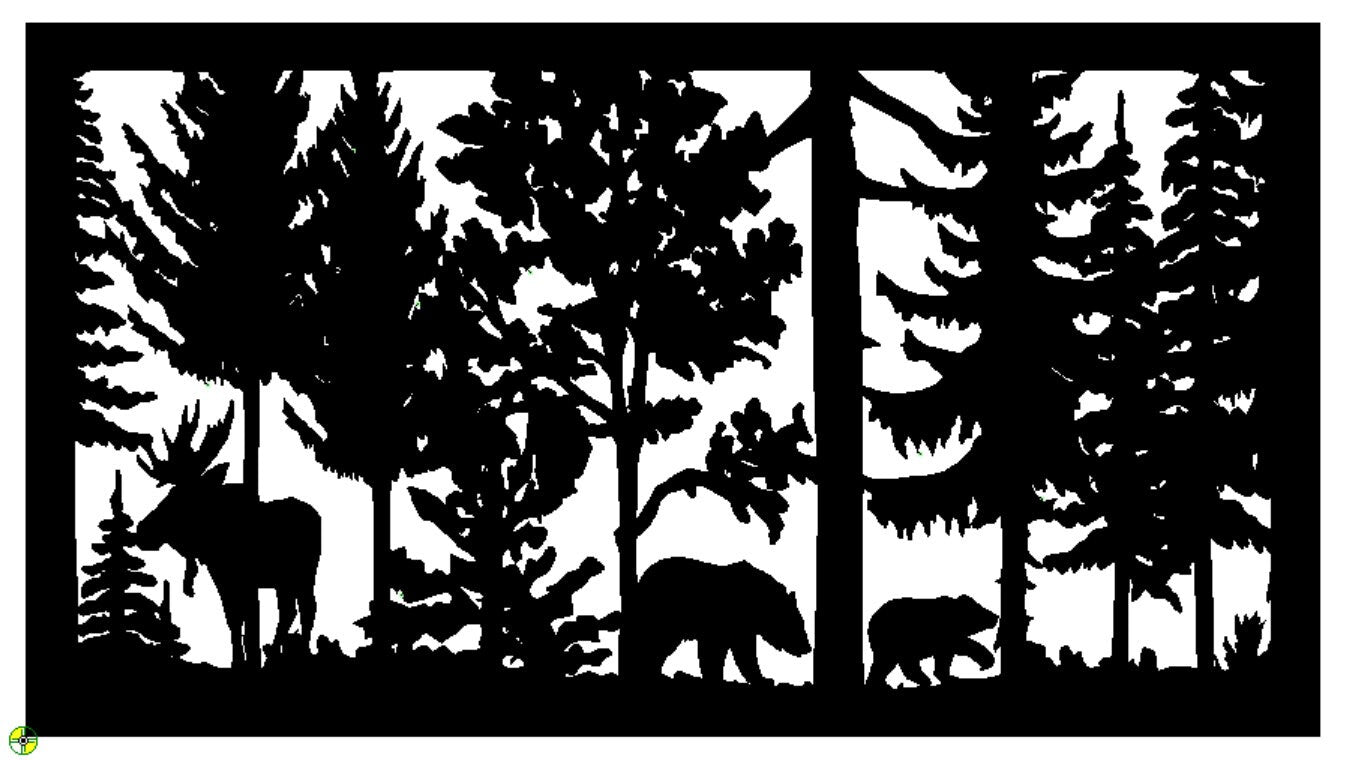 Wildlife Scenery with Bear and Moose Metal Panel - P4 - Wood & Metal By Dao