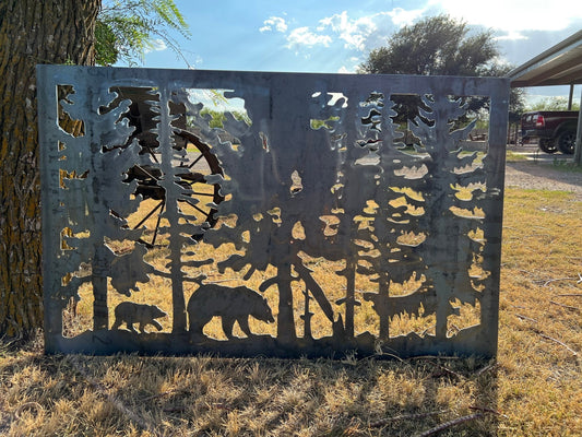 Wildlife Scenery with Bears Metal Panel - P15 - Wood & Metal By Dao