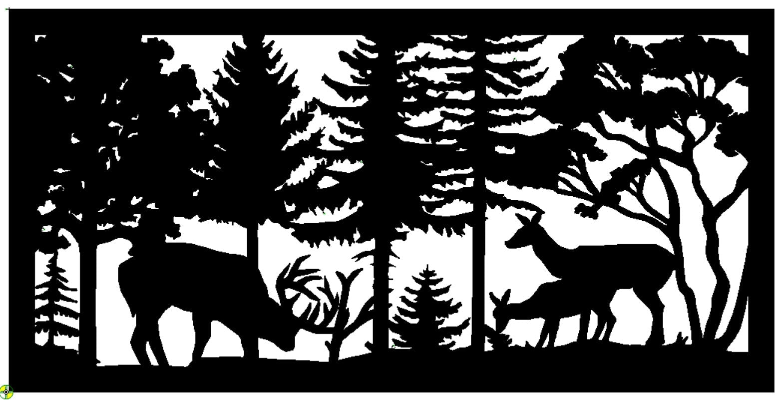 Wildlife Scenery with Buck, Doe and Fawn Metal Panel - P15 - Wood & Metal By Dao