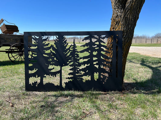 Wildlife Scenery with Trees Metal Panel - P13 - Wood & Metal By Dao