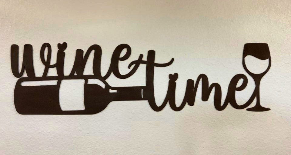 Wine Time Metal Sign - Wood & Metal By Dao